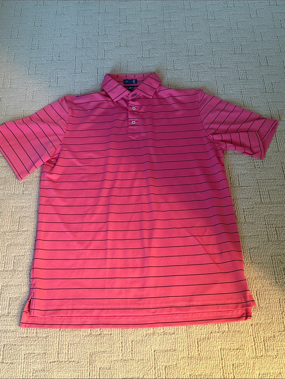 Men’s Bright Pink Striped Polo Shirt